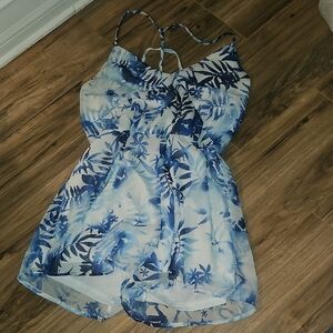 Papaya Blue and White Floral Jumpsuit